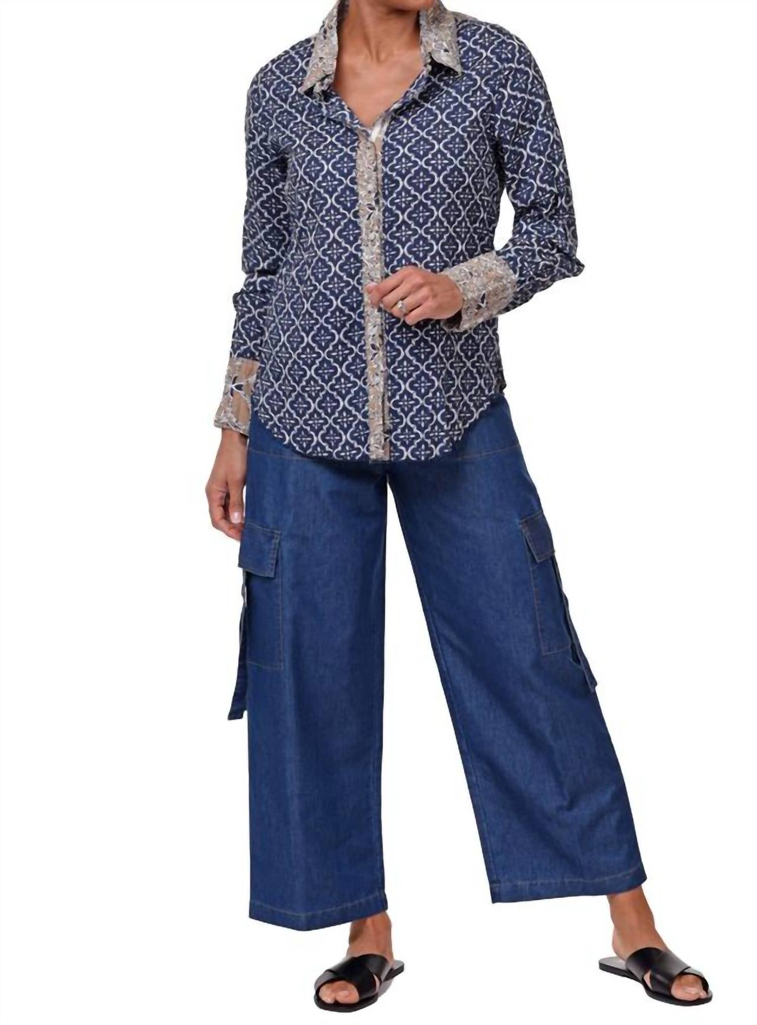 Tulip Clothing - Gretchen Button Down Blouse - blouses - blue - clothing