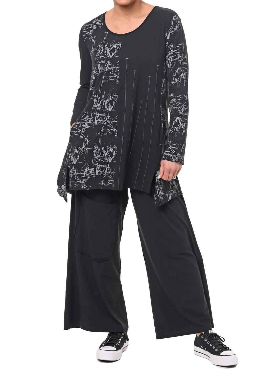 Tulip Clothing - Jacynda Tunic - black - clothing - cotton - blend