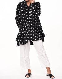 Tulip Clothing - Lauryn Button Down Tunic Shirt - black - button - down - shirts - clothing