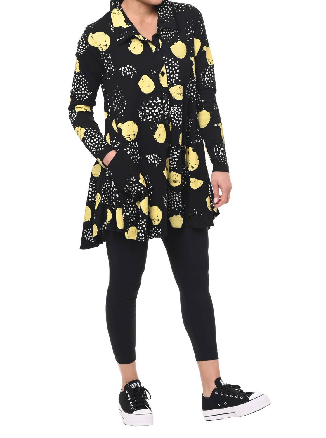 Tulip Clothing - Lauryn Button Down Tunic Shirt - black - button - down - shirts - clothing