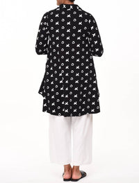 Tulip Clothing - Lauryn Button Down Tunic Shirt - black - button - down - shirts - clothing