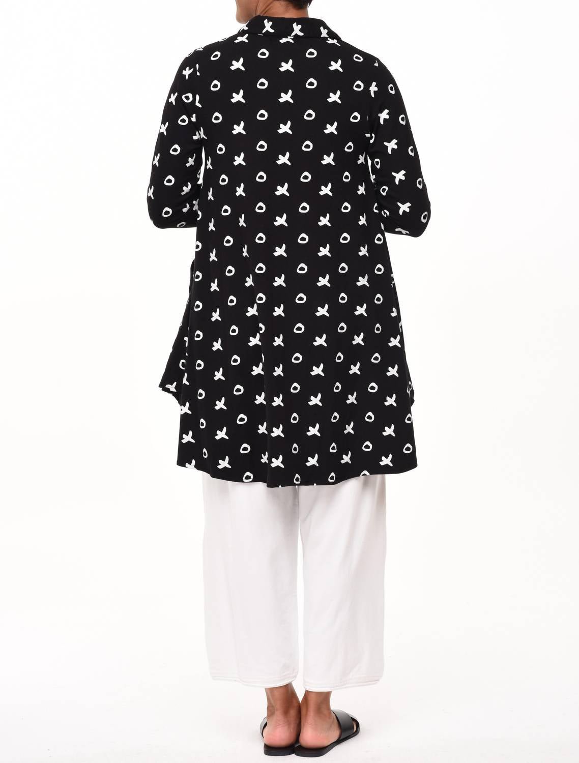 Tulip Clothing - Lauryn Button Down Tunic Shirt - black - button - down - shirts - clothing