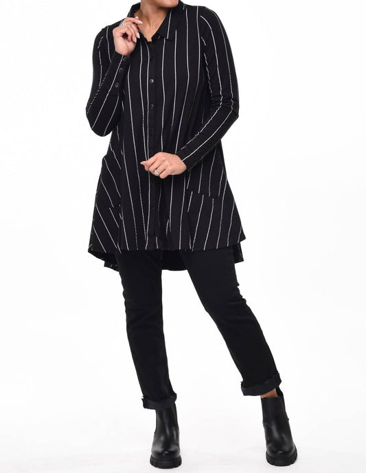 Tulip Clothing - Lauryn Button Down Tunic/Dress - black - clothing - cotton - blend