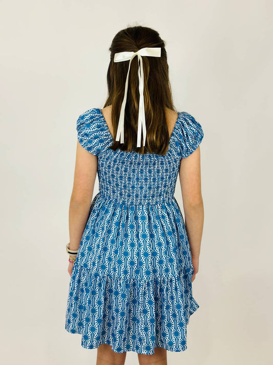 Tweenstyle - Girl's Geo Printed Tiered Dress - blue - casual - clothing