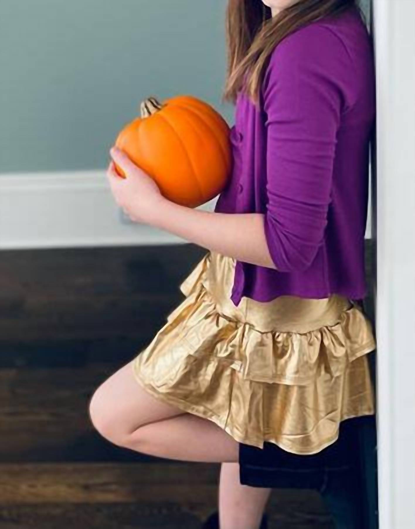 Tweenstyle - Girl's Metallic Ruffle Skirt - bottoms - clothing - gold