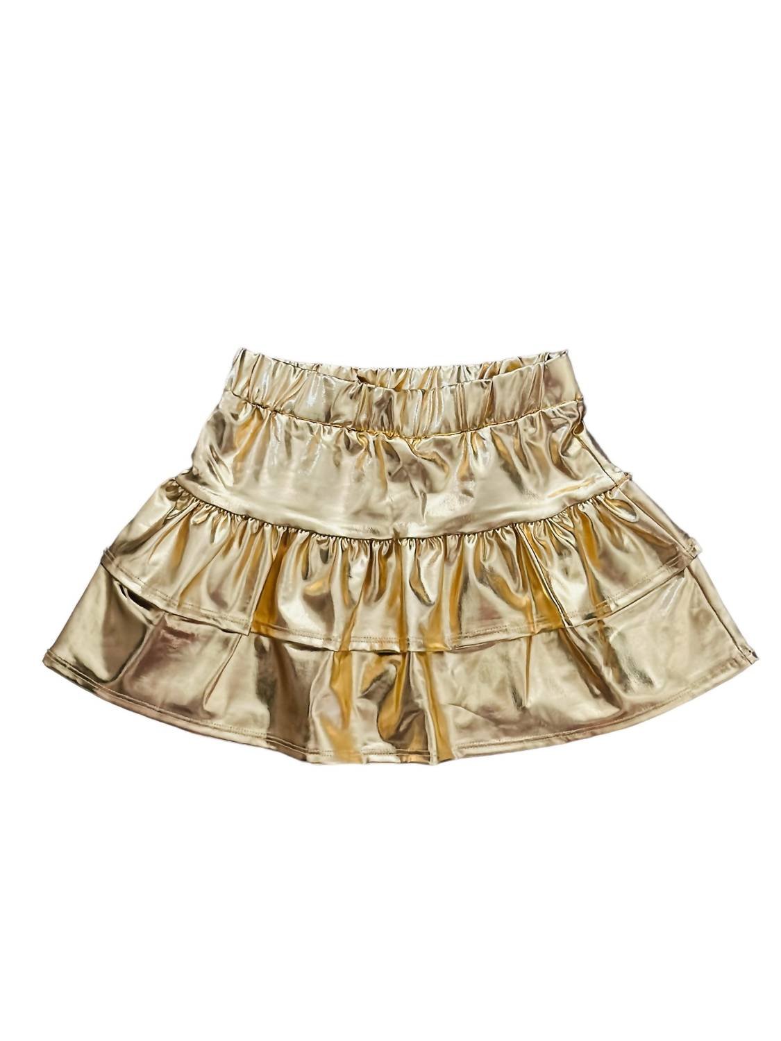 Tweenstyle - Girl's Metallic Ruffle Skirt - bottoms - clothing - gold