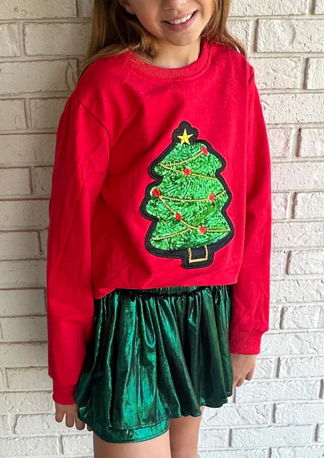 Tweenstyle - Girl's Sequin Christmas Tree Sweatshirt