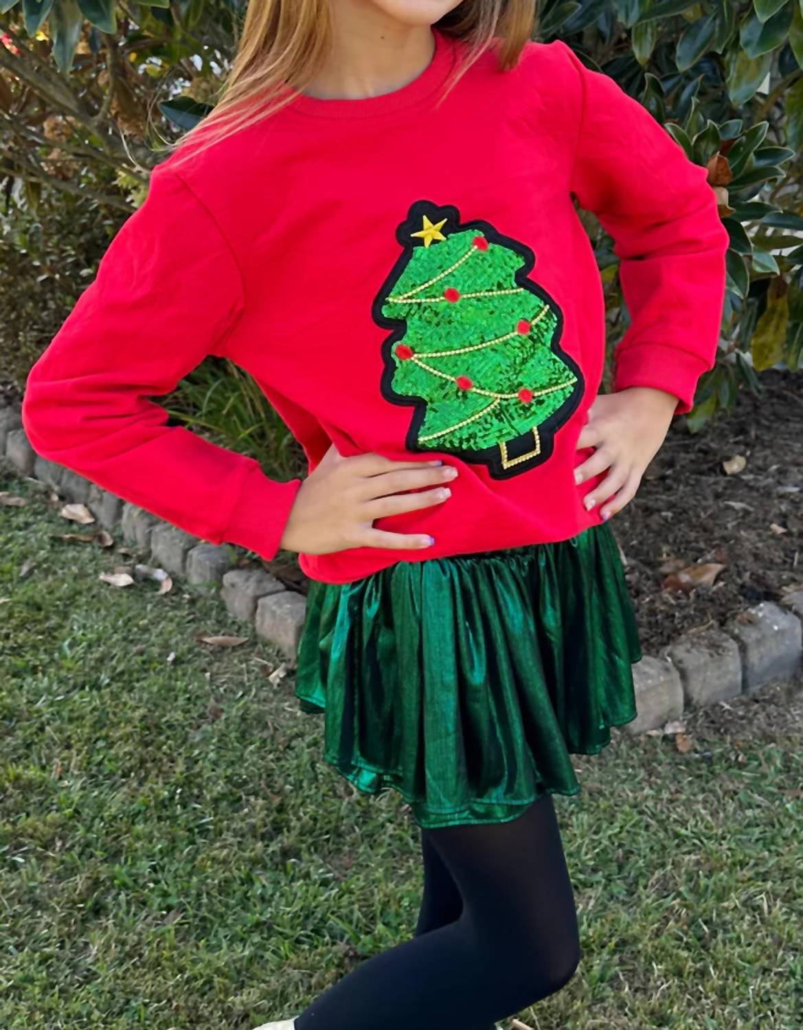 Tweenstyle - Girl's Sequin Christmas Tree Sweatshirt - clothing - graphic - hoodies