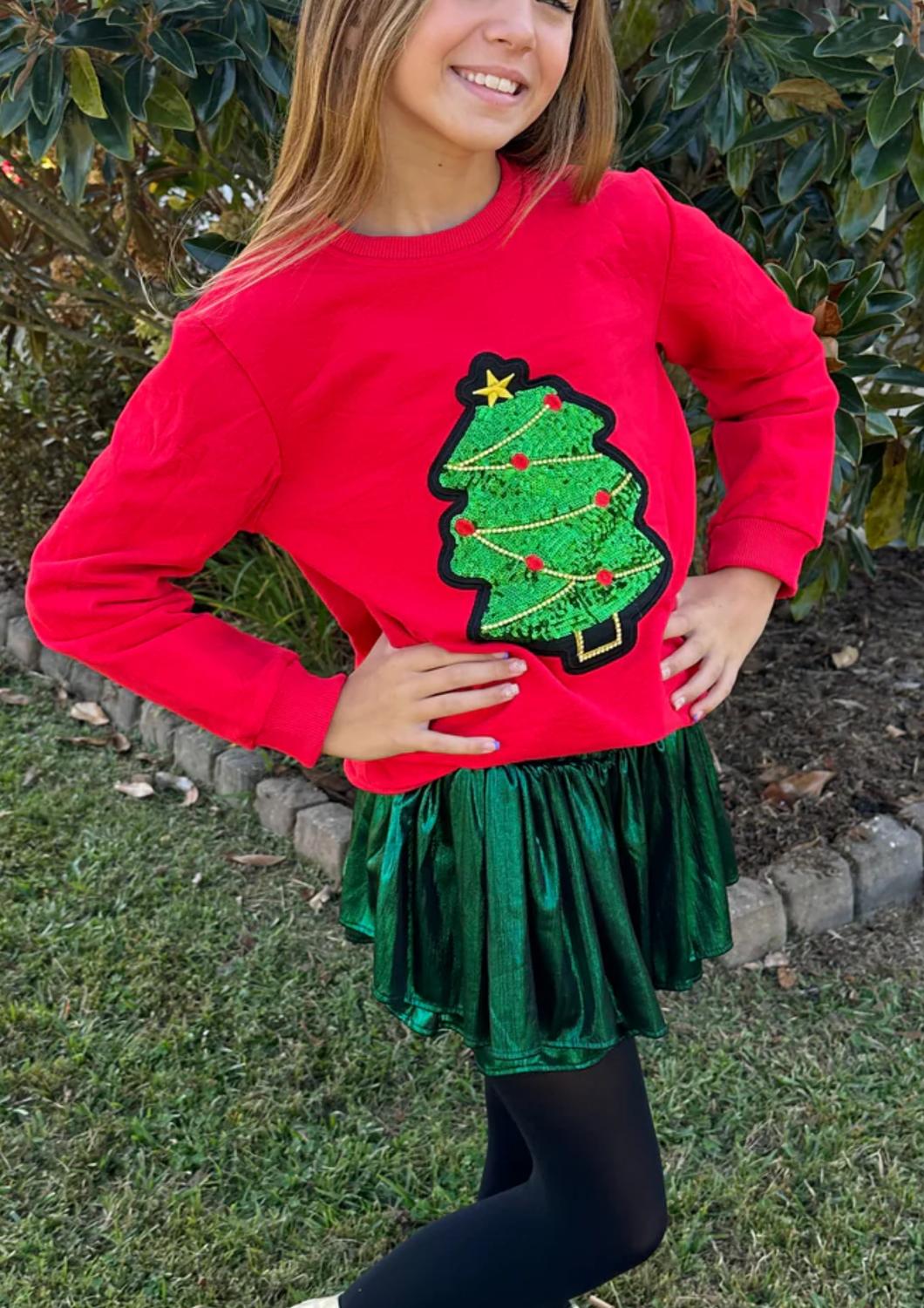 Tweenstyle - Girl's Sequin Christmas Tree Sweatshirt - clothing - graphic - hoodies
