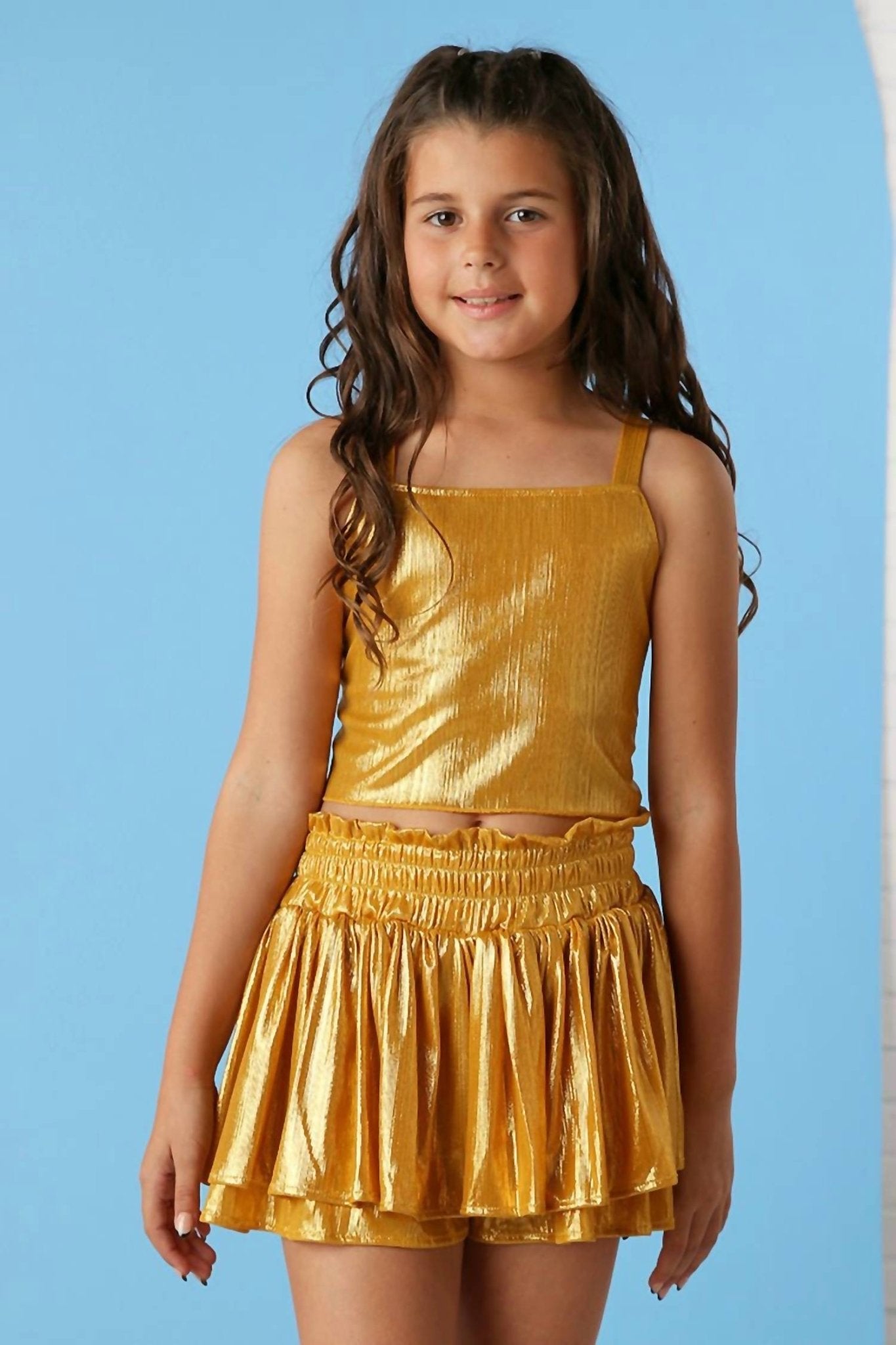 Tweenstyle - Girl's Shimmer Plisse Skort - bottoms - clothing - gold
