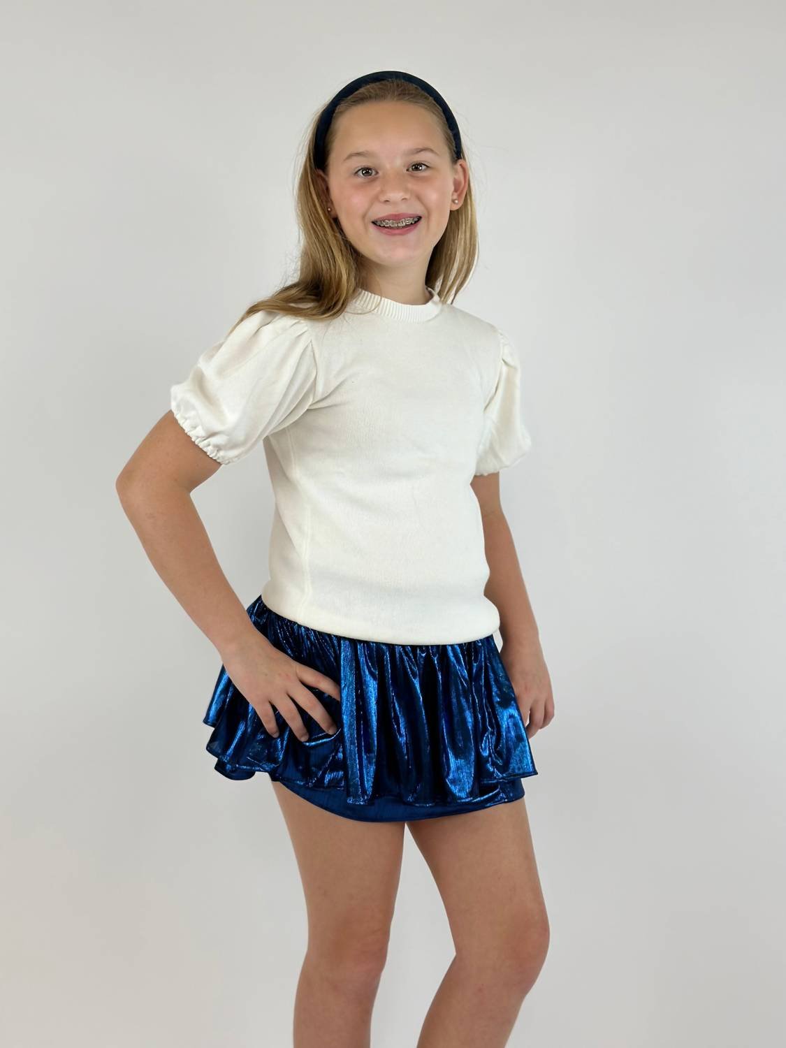Tweenstyle - Girl's Shimmer Plisse Skort - blue - bottoms - clothing