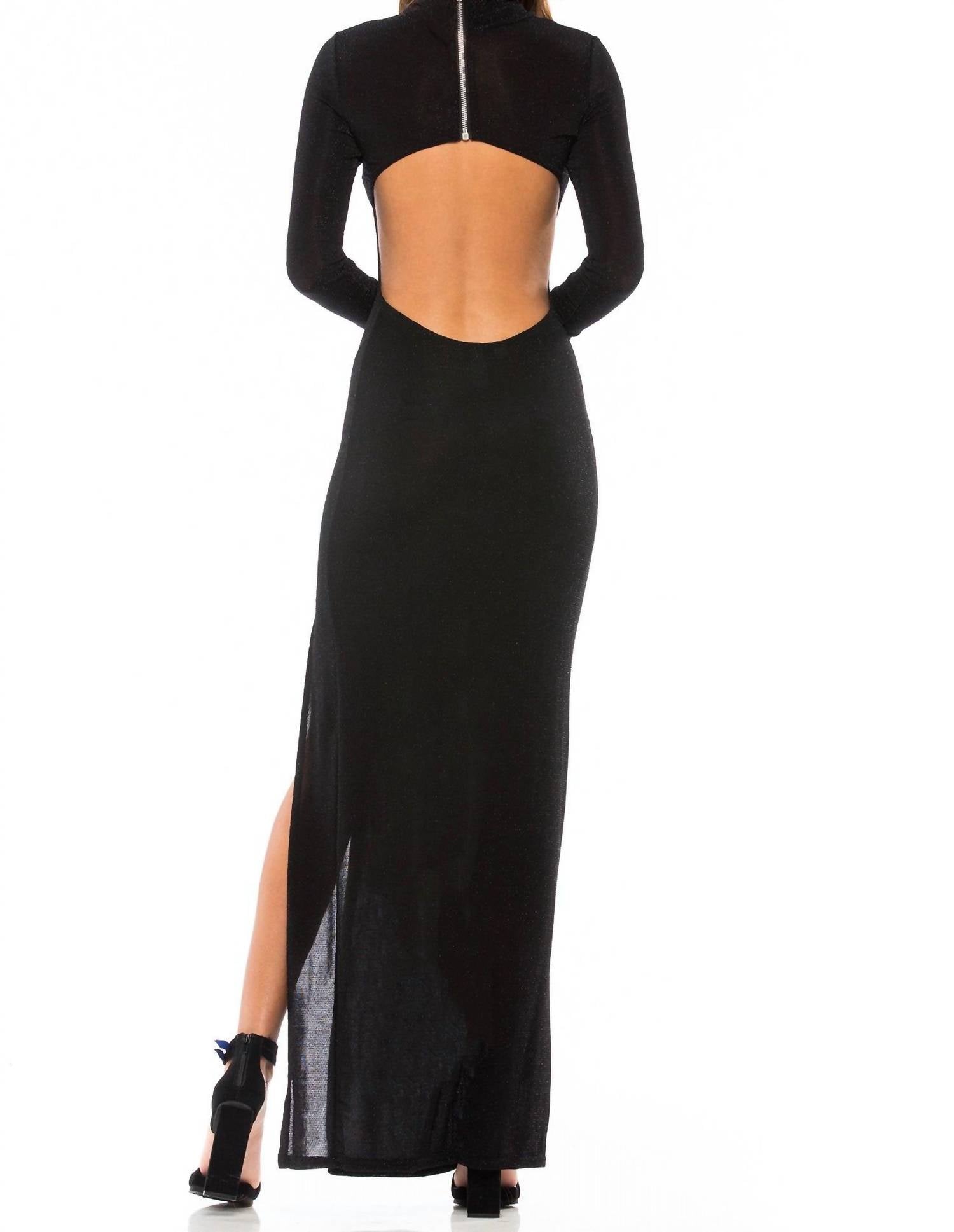 Twin Sister - Lurex Long Sleeve Cut - out Back Maxi Dress - black - clothing - dresses