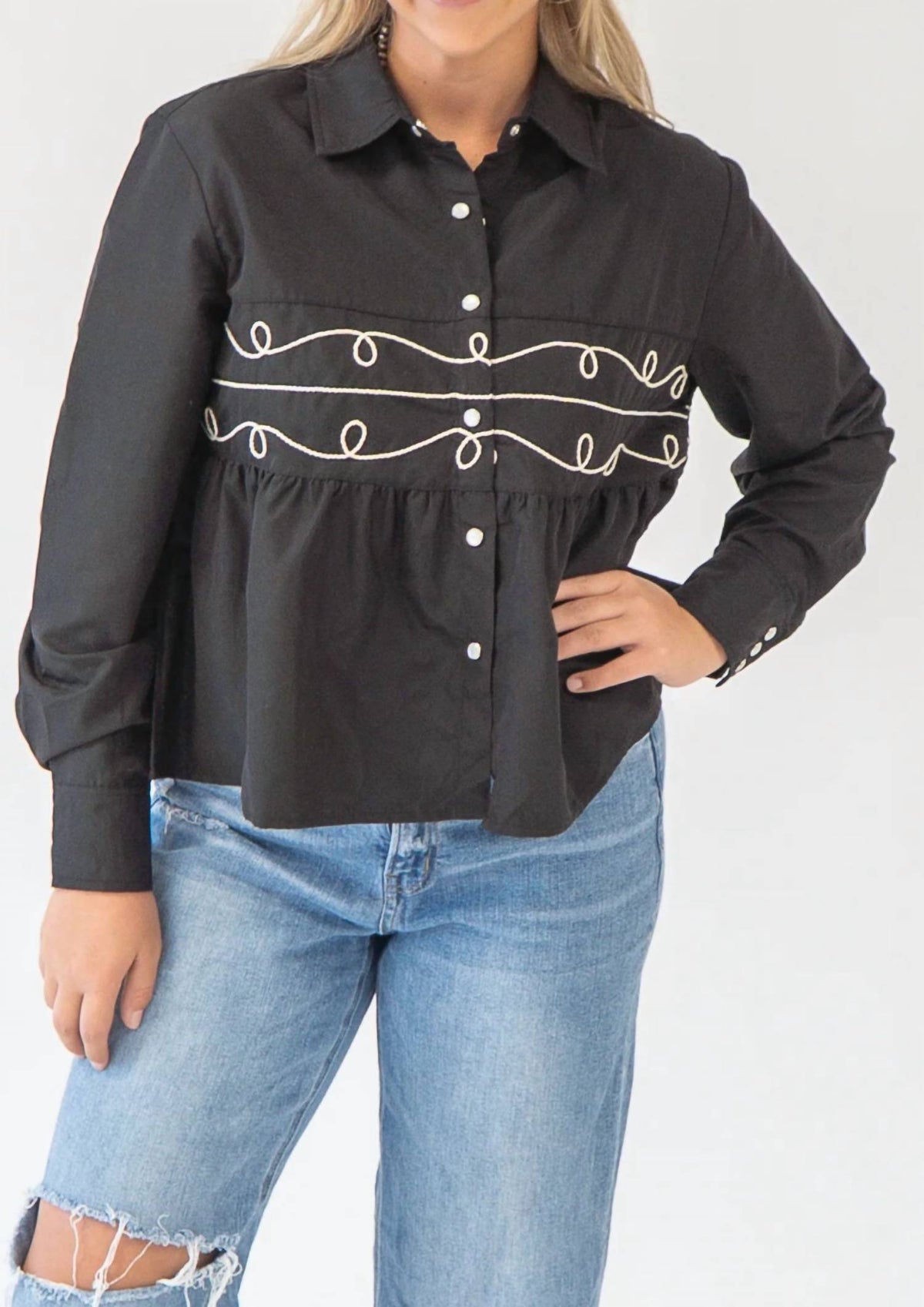 Two - Lacy Pearl Snap Shirt