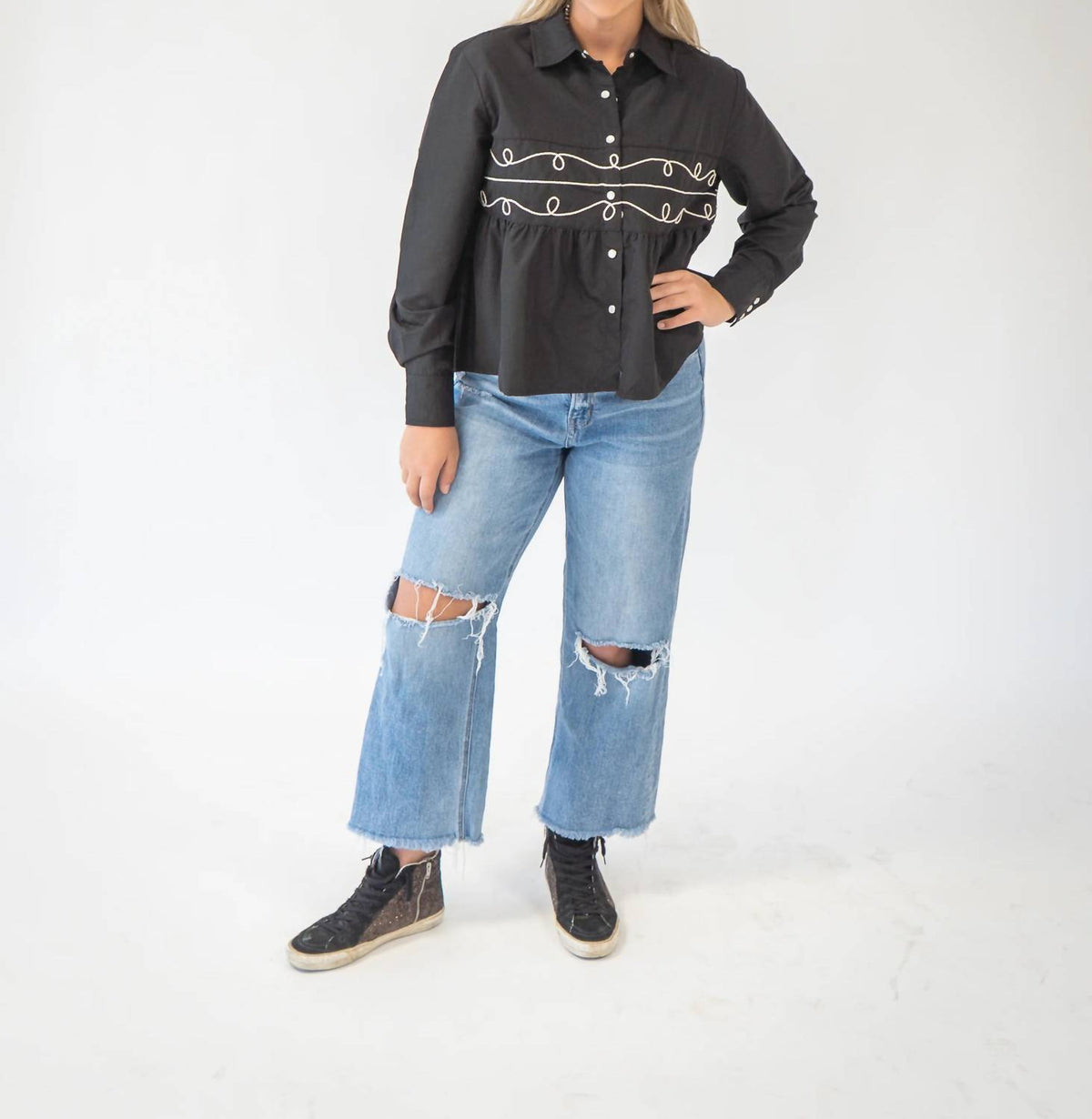 Two - Lacy Pearl Snap Shirt