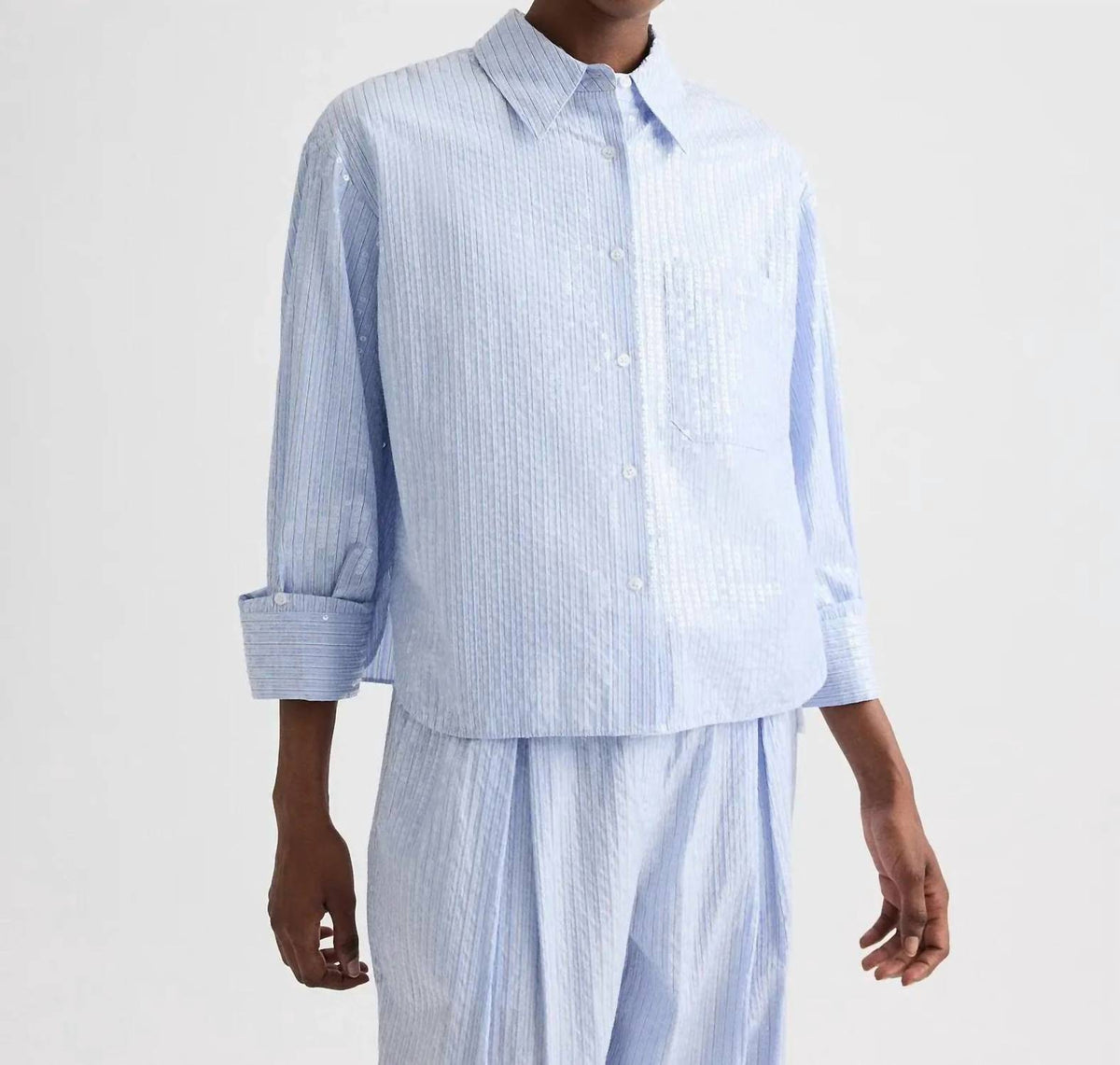 Twp - J.d. Cropped Long-sleeve Button-up Shirt
