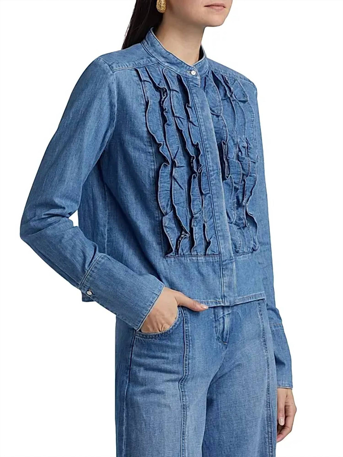Twp - Patti Ruffled Denim Jacket