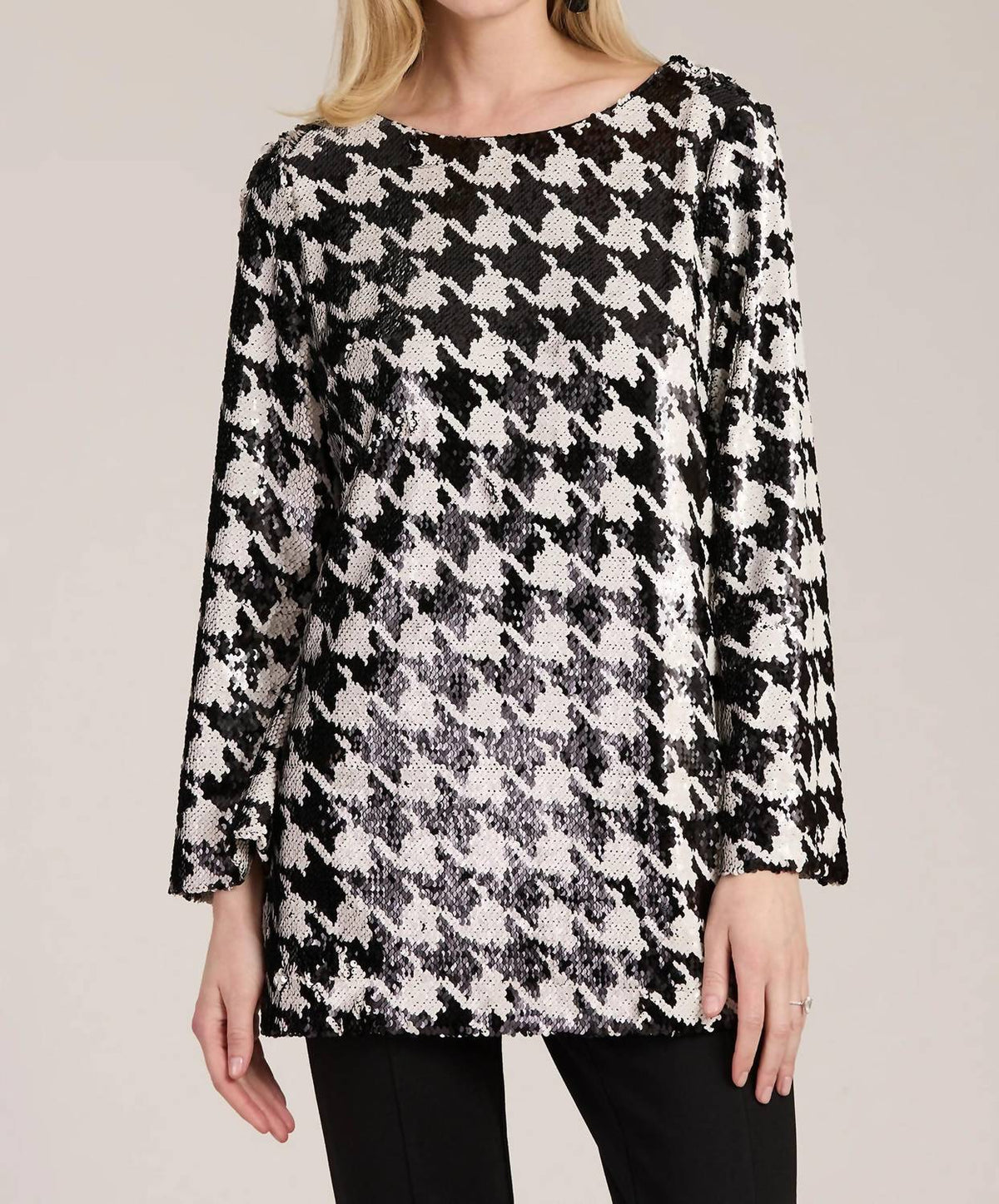 Tyler Boe - Sandra Sequin Houndstooth Tunic Top