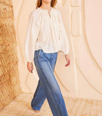 Ulla Johnson - Ada Long Sleve V - neck Blouse - beige - blouses - clothing