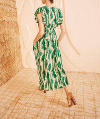 Ulla Johnson - Brielle Midi V - neck Dress - clothing - dresses - green