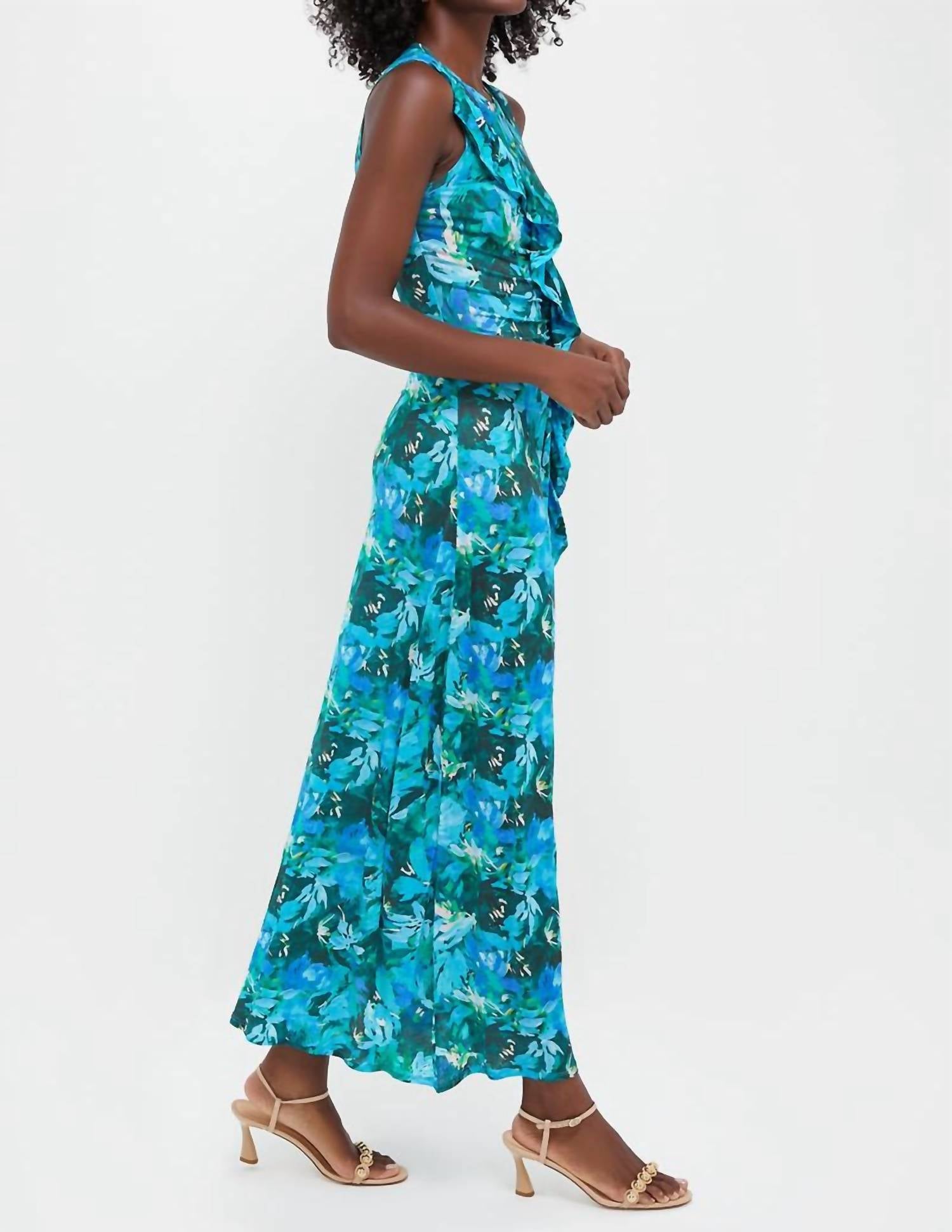 Ulla Johnson - Elise Sleeveless Floral Ruffle Dress - blue - clothing - dresses