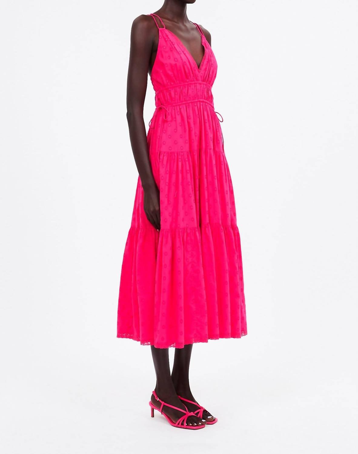 Ulla Johnson - Freya V - neck Midi Dress - clothing - cotton - dresses