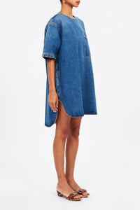 Ulla Johnson - Oan Tunic Mini Dress - blue - clothing - cotton