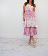 Ultramarine - Olivia Vintage Paisley Tiered Midi Dress - clothing - cotton - blend - dresses