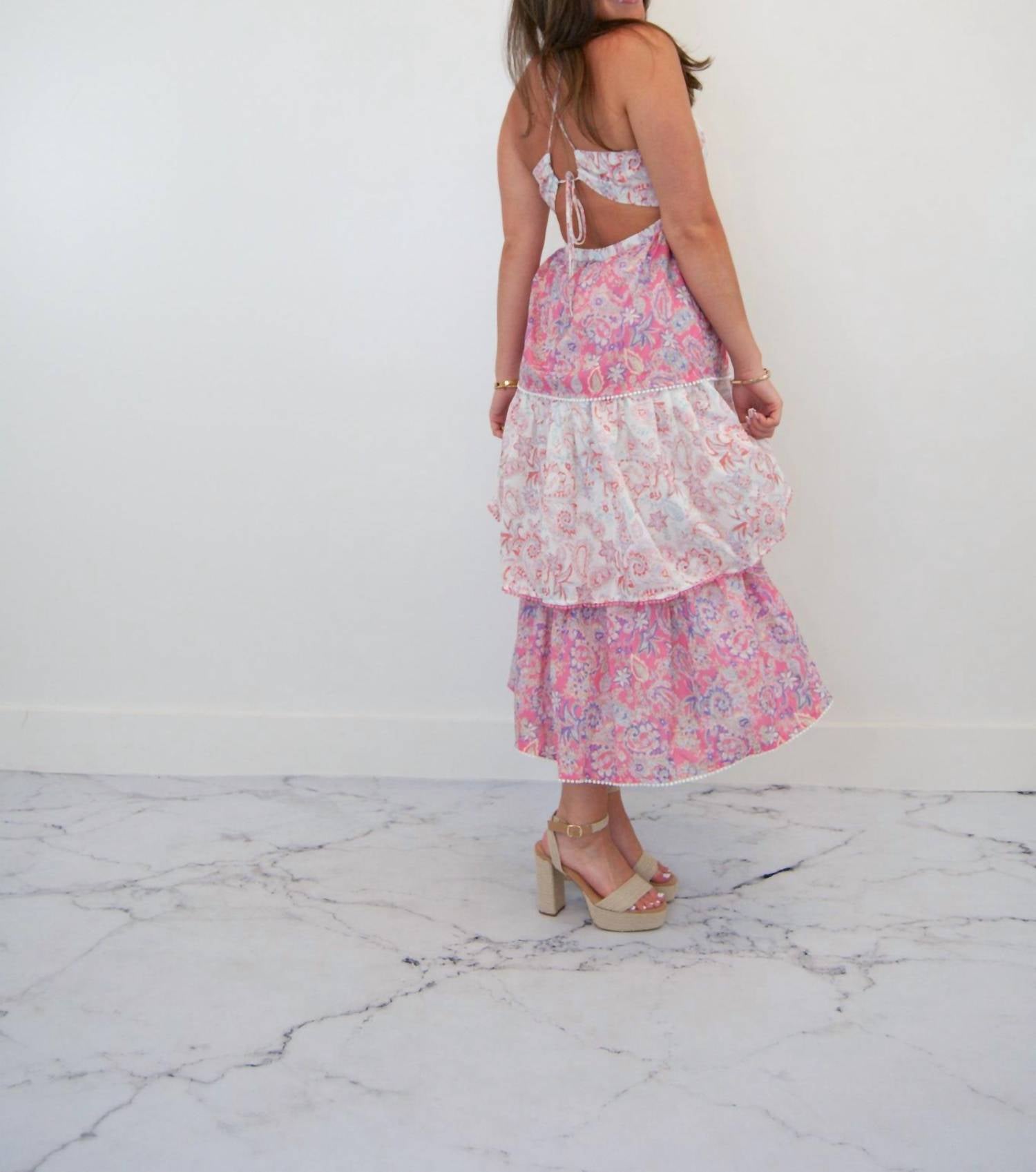 Ultramarine - Olivia Vintage Paisley Tiered Midi Dress - clothing - cotton - blend - dresses