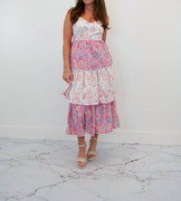 Ultramarine - Olivia Vintage Paisley Tiered Midi Dress - clothing - cotton - blend - dresses