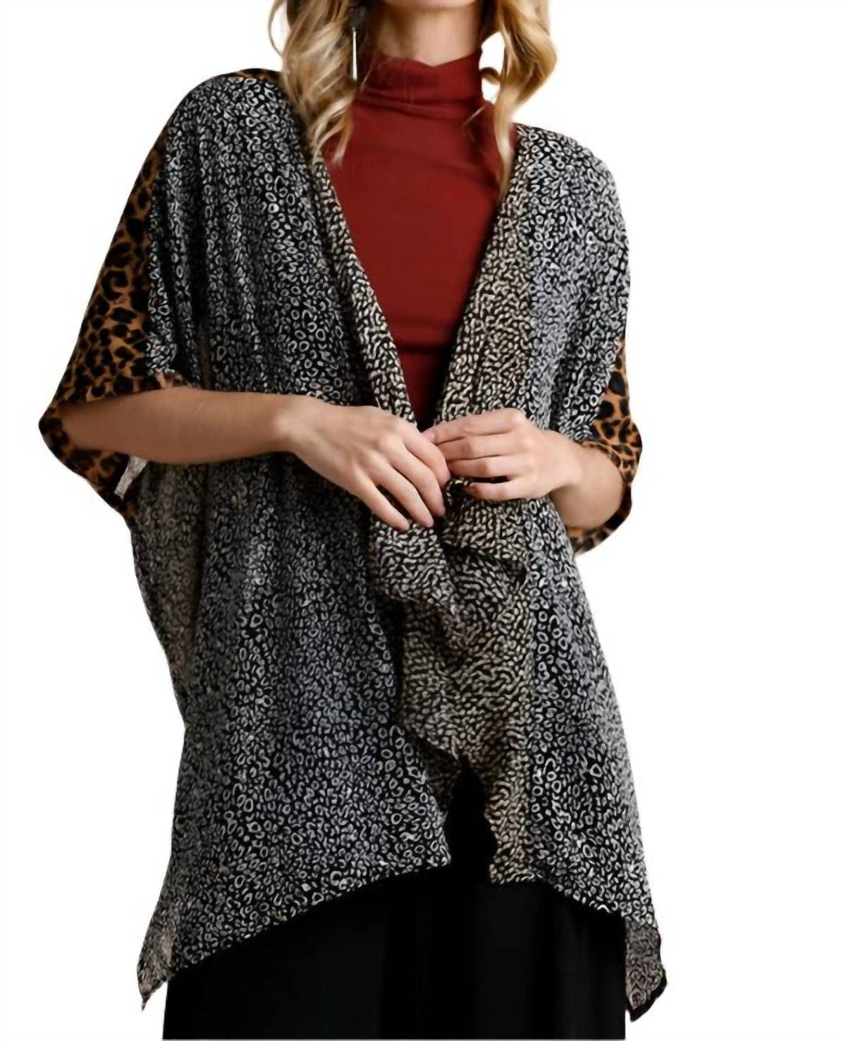 Umgee - Animal Print Drape Kimono - Plus