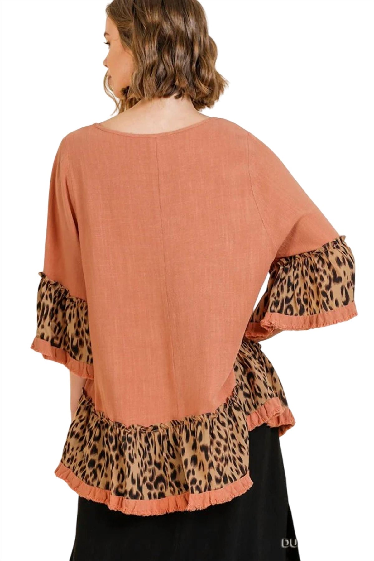 Umgee - Animal Print Ruffle Hem Top