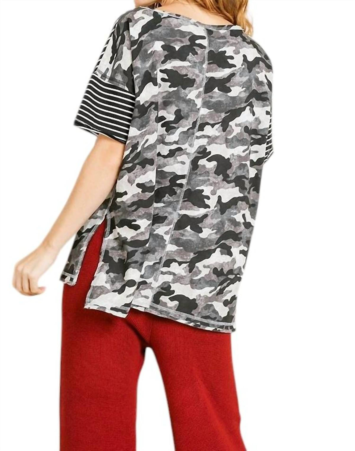 Umgee - Camo And Striped Top