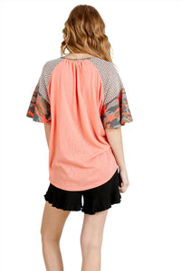 Umgee - Camo Bell Sleeve Top