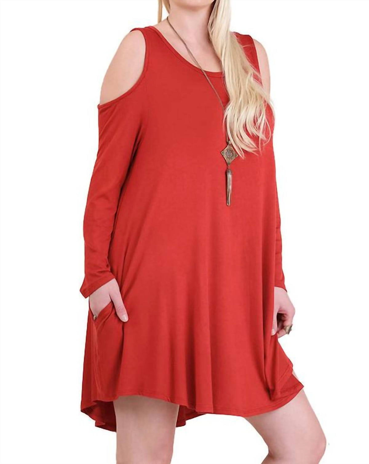 Umgee - Cold Shoulder T-shirt Dress