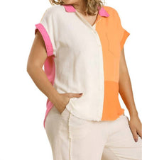 Umgee - Color Block Gauze Top