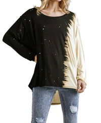 Umgee - Contrast Color Raw Edge Top