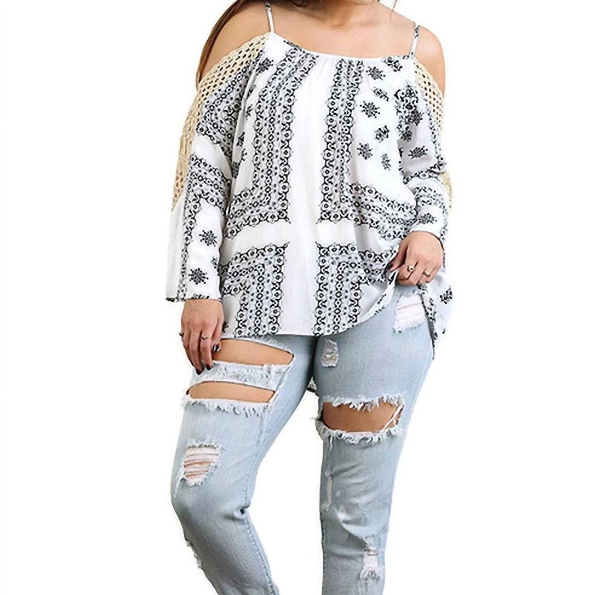 Umgee - Crochet Cold Shoulder Tunic