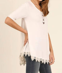 Umgee - Crochet Lace Up Drawstring Tunic