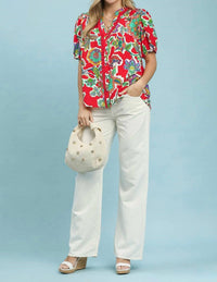 Umgee - Floral Button Down Blouse