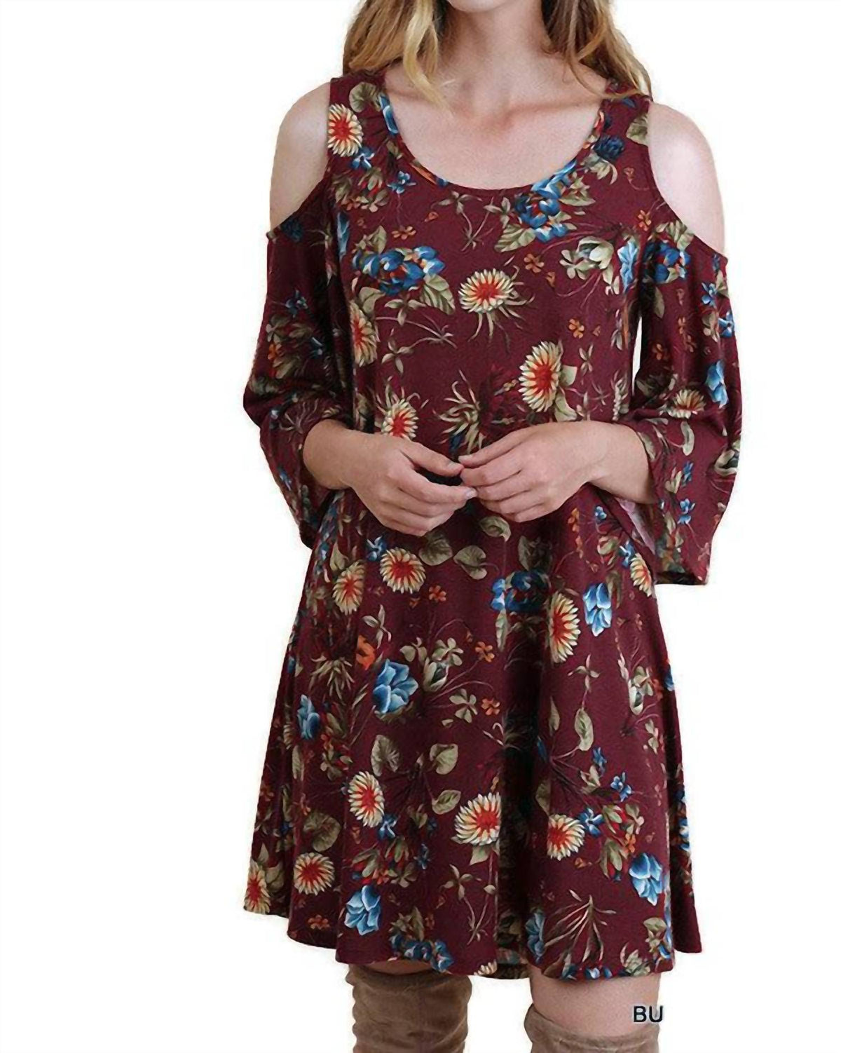 Umgee - Floral Cold Shoulder Dress