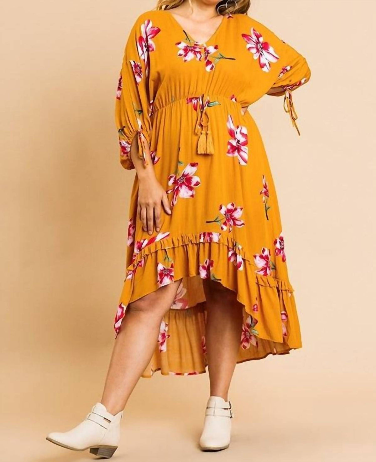 Umgee - Floral High Low Dress -PLUS