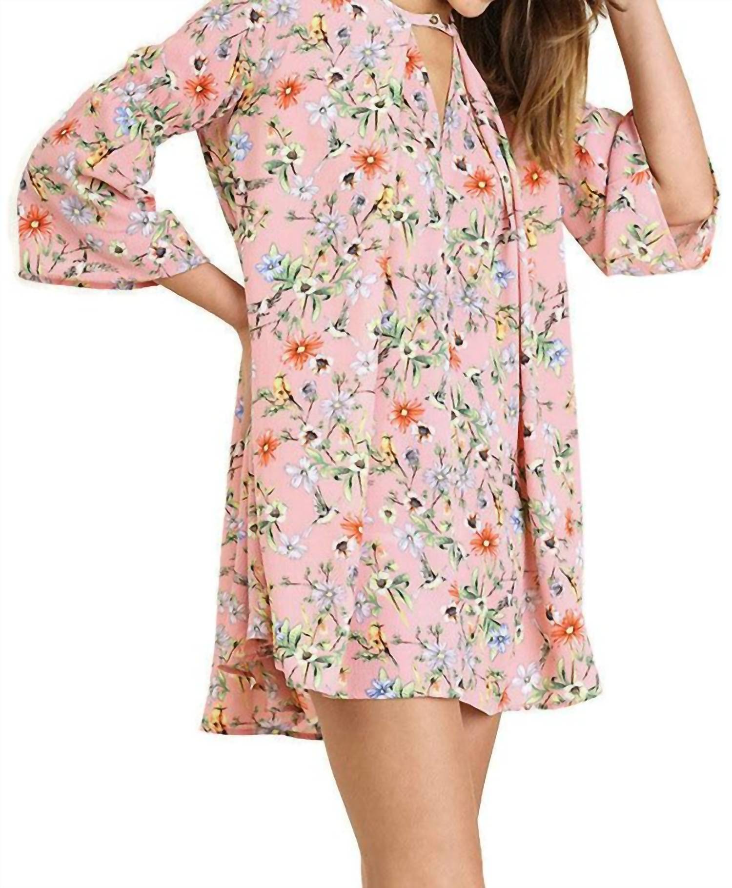 Umgee - Floral Keyhole Dress - clothing - collection:vacationdresses(Auto) - cotton - blend
