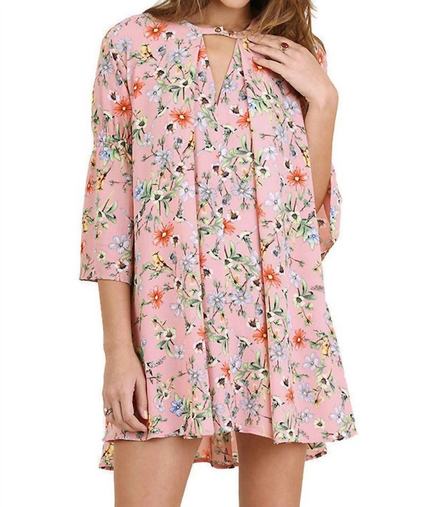 Umgee - Floral Keyhole Dress - clothing - collection:vacationdresses(Auto) - cotton - blend