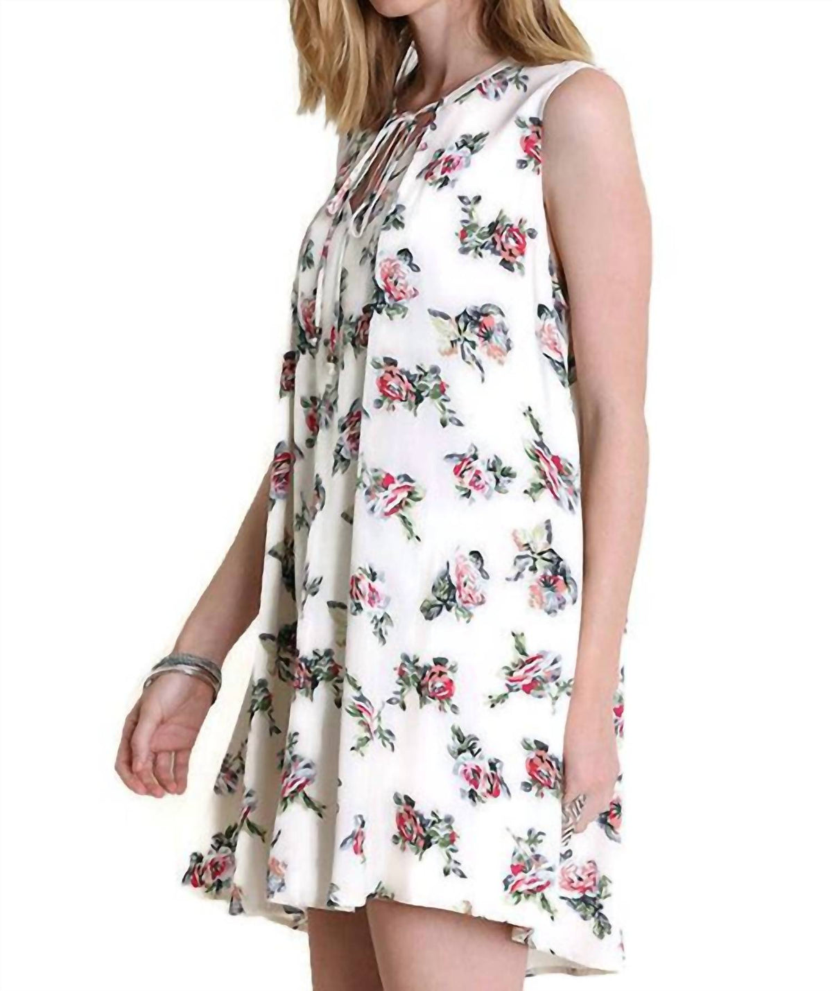 Umgee - Floral Keyhole Sleeveless Dress