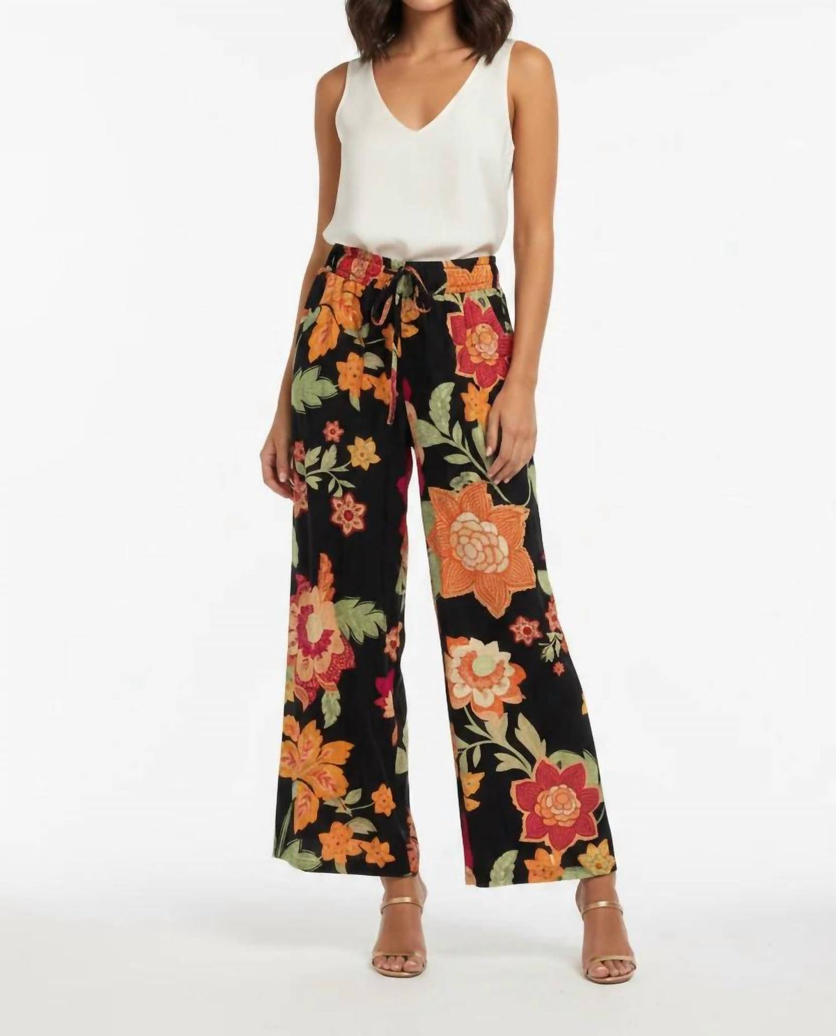 Umgee - Floral Print Wide Leg Pants