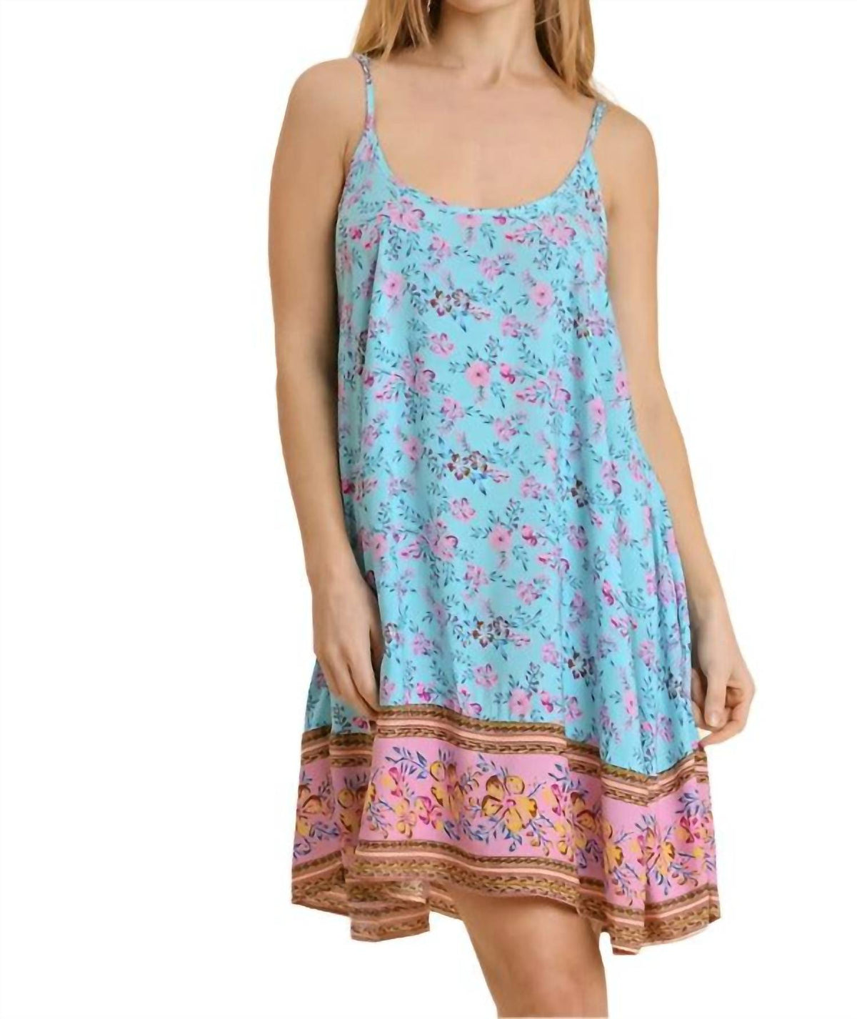 Umgee - Floral Spaghetti Strap Flowy Dress