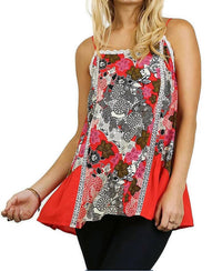 Umgee - Floral Spaghetti Strap Lace Tank Top
