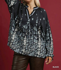 Umgee - Floral Vine Print Blouse - Plus