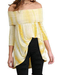 Umgee - Fold Over Off The Shoulder Tie Dye Tunic