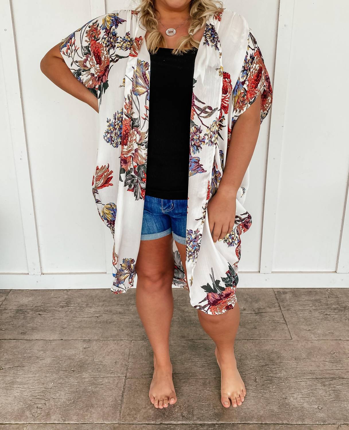 Umgee - Gadot Floral Kimono - Plus - clothing - graphic - intimates